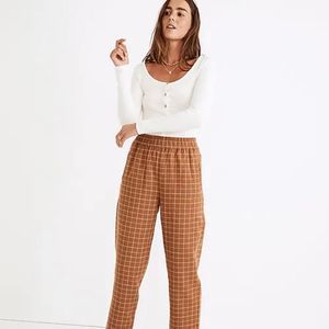 MADEWELL Waffleback High-Rise Tapered Pants in Windowpane XS